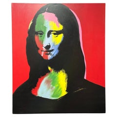 Serigrafía Adornada sobre Lienzo "Mona Lisa - Roja" de Steve Kaufman SAK