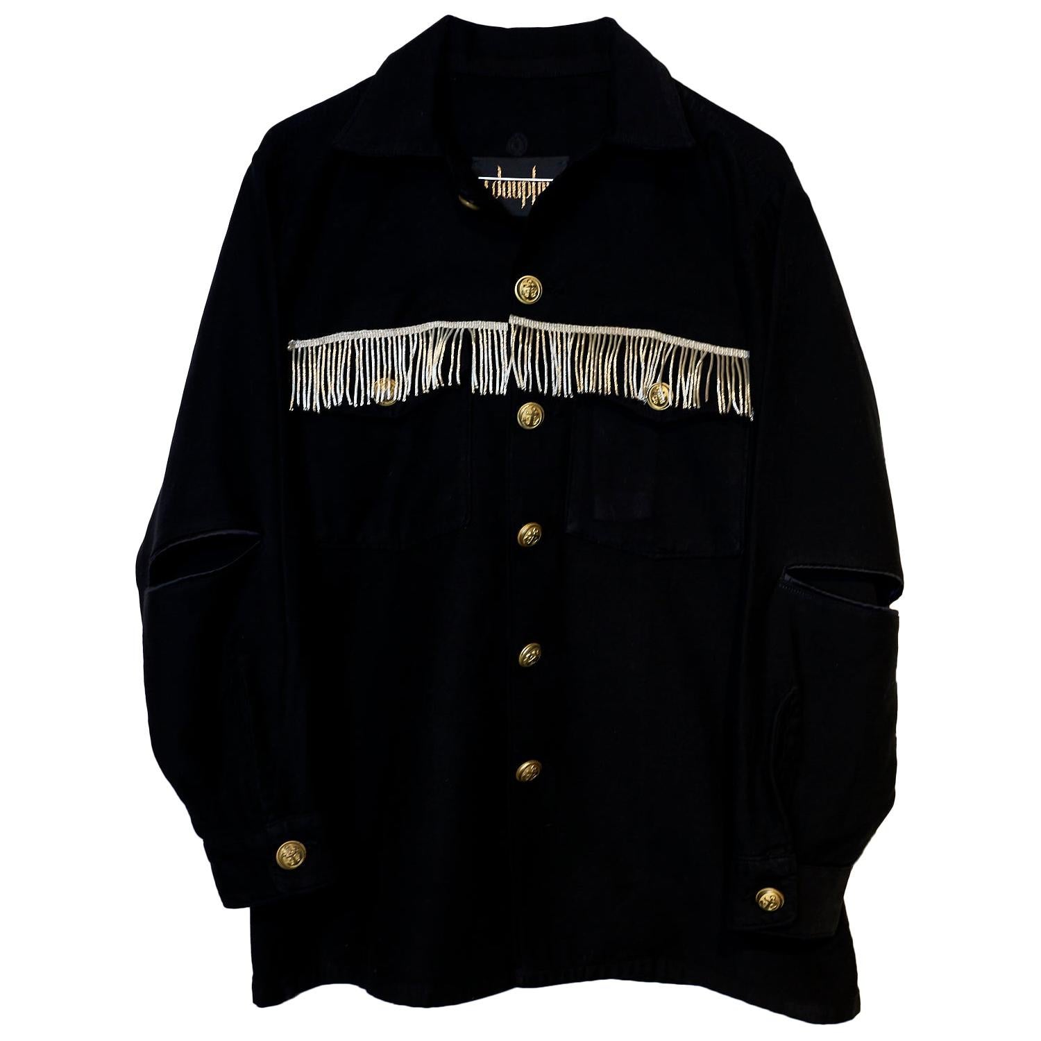 Embellished Blazer Jacket Silver Fringe Gold Buttons J Dauphin