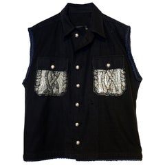 Embellished Sleeveless Jacket Black Military Gold Knit J Dauphin