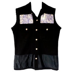 Embellished Sleeveless Vest Jacket Blazer Black Military Lilac Brocade J Dauphin