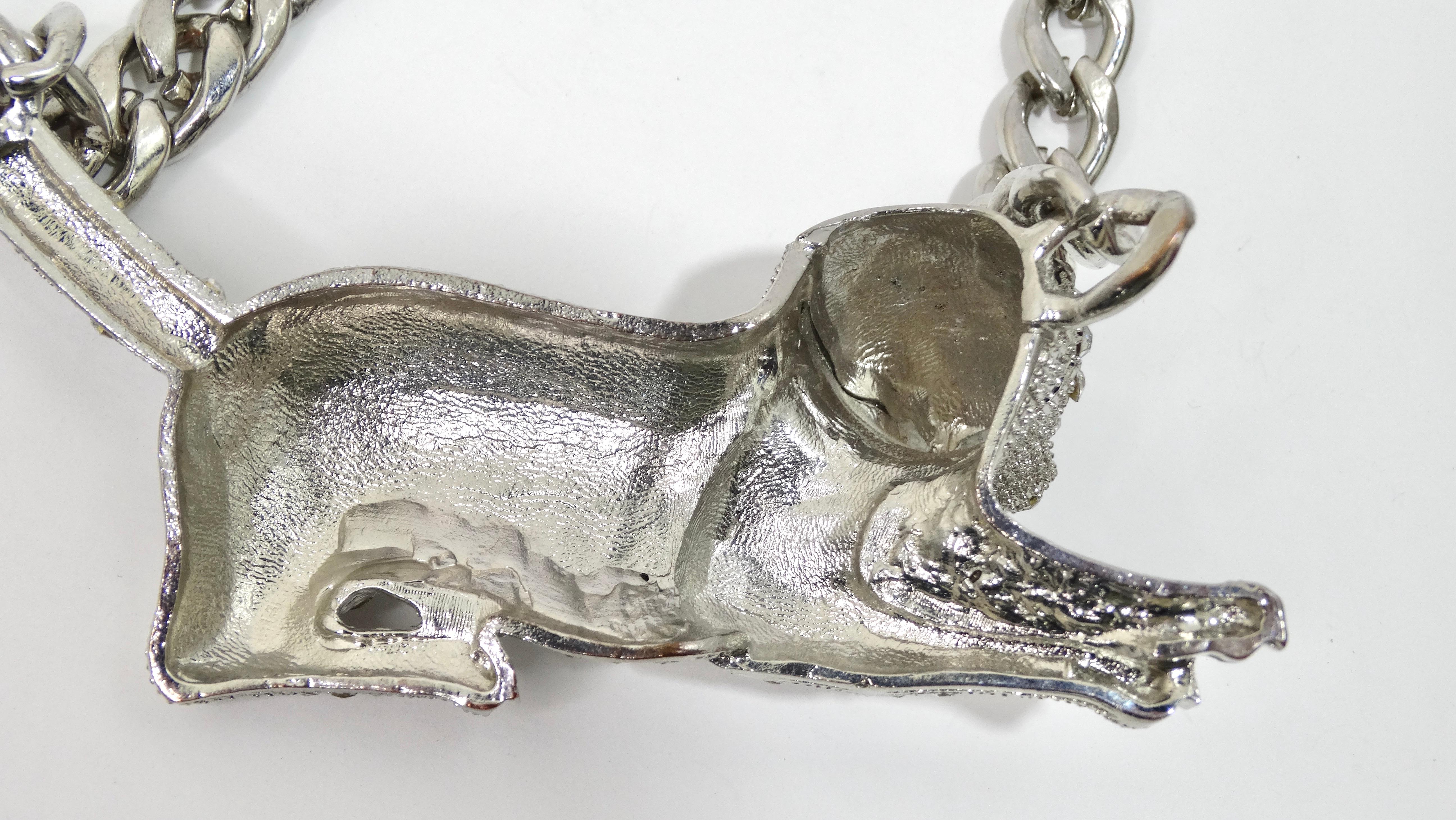 Embellished Tiger Pendant Chain Necklace In Excellent Condition For Sale In Scottsdale, AZ