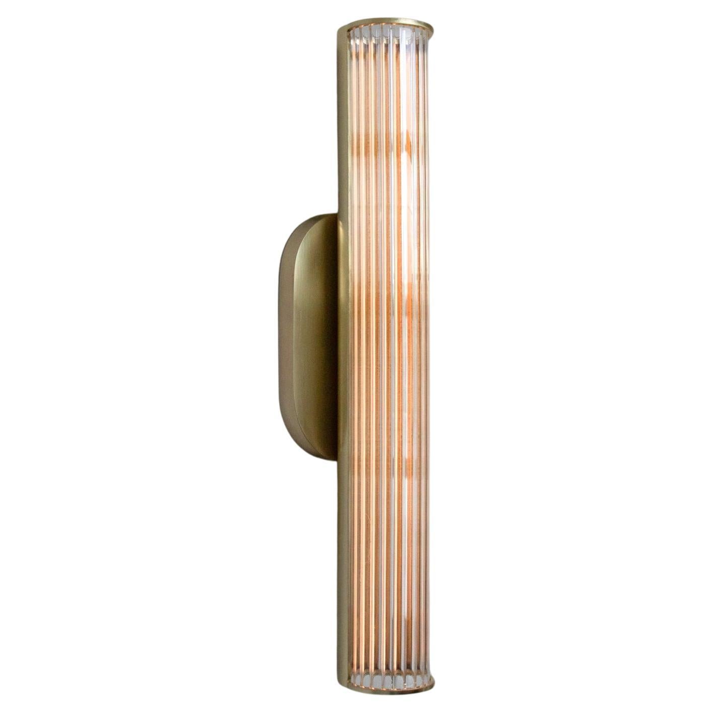 EMBER S2 Wall Sconce - 24 3/4 inch - Clear Scalloped Glass - Satin Brass For Sale