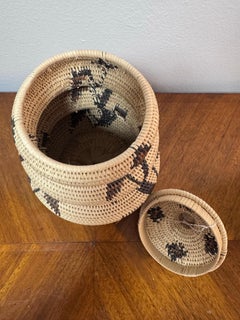 Emberá-Wounaan Hösig Di Coiled Baskets, Darién Panama, Set of Three, Late 20th C