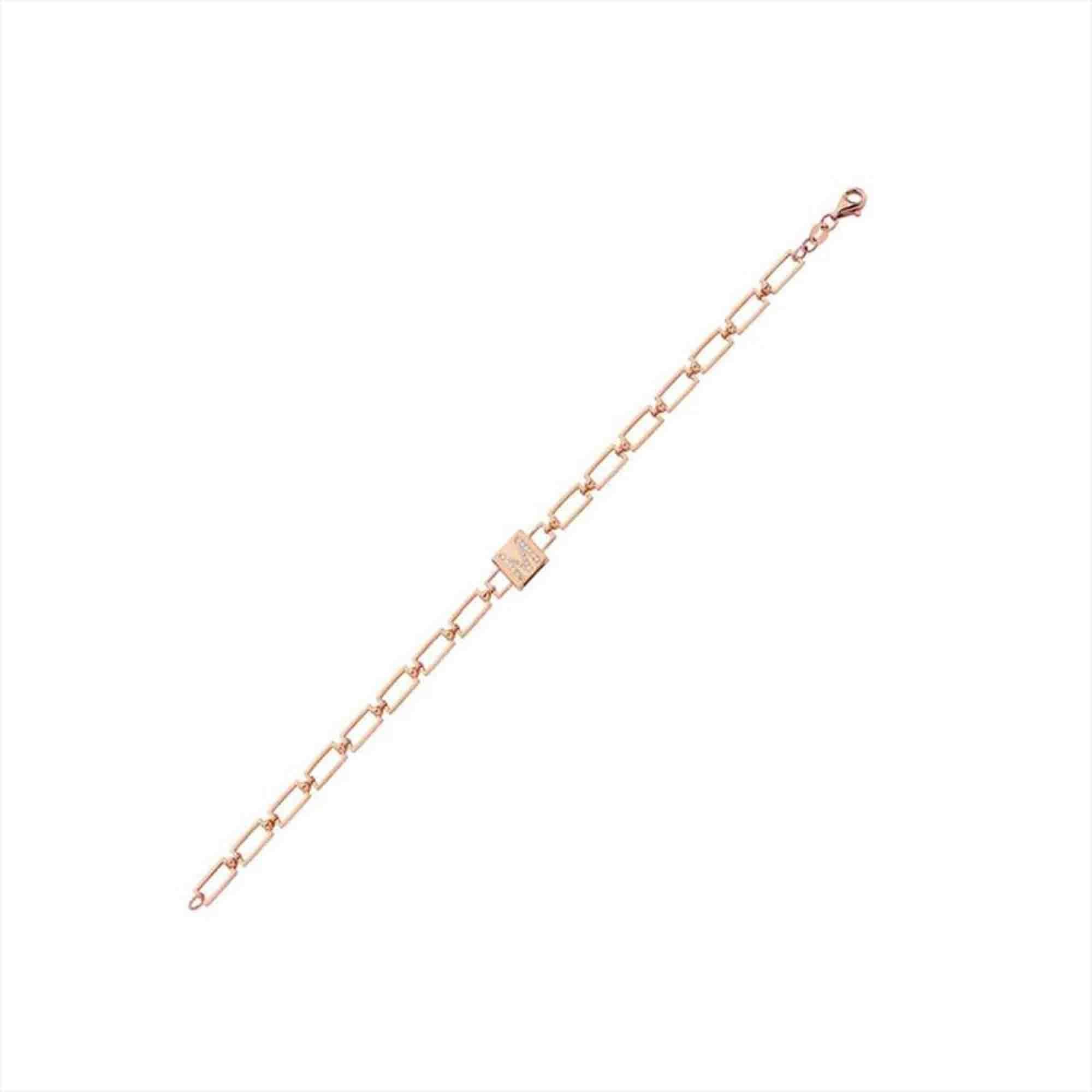 Bracelet chaîne Emberglow en or jaune 14 carats avec diamants 4 mm