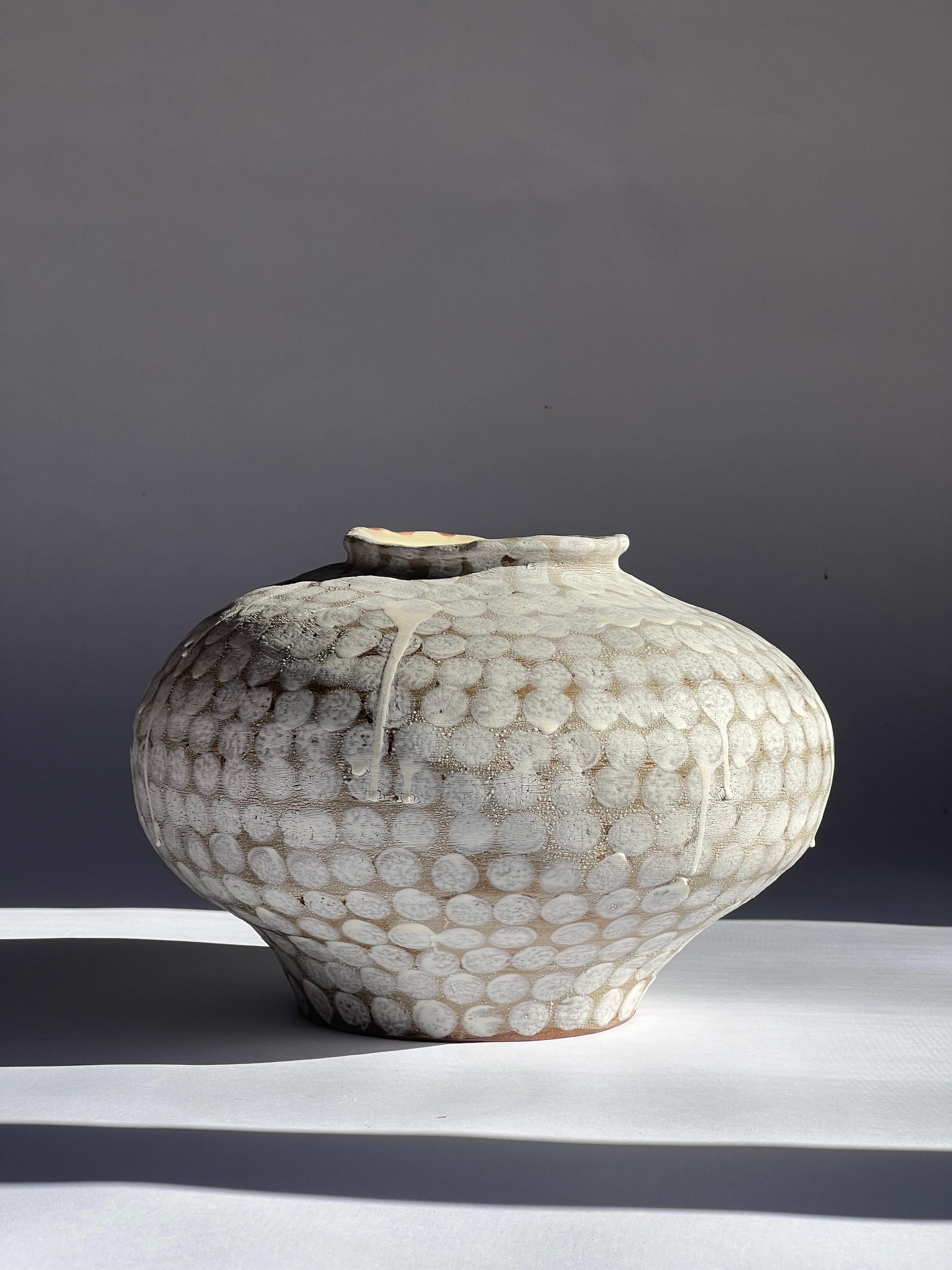 Hand-Crafted Emberken Dotted Rotund Vase For Sale
