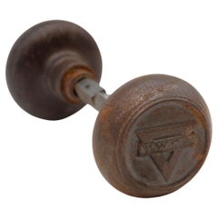Emblematic Cast Iron YWCA Door Knob Set 2 Knobs Spindle