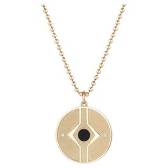 EMBLM Choice Pendant – 14k Gold, White Diamonds, Onyx