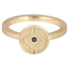 EMBLM Choice Ring – 14k Yellow Gold, Black Diamond, Number Inspired, Textured