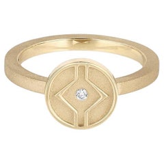 EMBLM Choice Ring – 14k Yellow Gold, White Diamond, Number Inspired, Textured