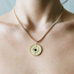 EMBLM Compass Pendant – 14k Gold, White Diamonds, Onyx