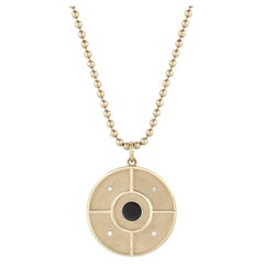 EMBLM Compass Pendant – 14k Gold, White Diamonds, Onyx