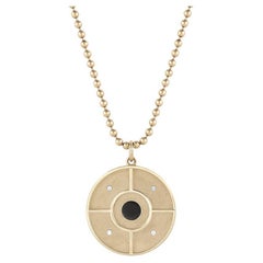 EMBLM Compass Pendant – 14k Gold, White Diamonds, Onyx