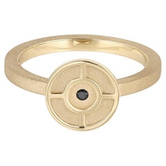 EMBLM Compass Ring – 14k Yellow Gold, Black Diamond, Number Inspired, Textured
