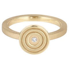 EMBLM Cosmos Ring – 14k Yellow Gold, White Diamond, Number Inspired, Textured