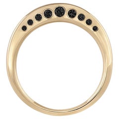EMBLM Crescent Ring – 14K Yellow Gold, Bezel Set Black Diamonds