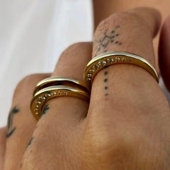 EMBLM Crescent Ring – 14K Yellow Gold, Bezel Set White Diamonds