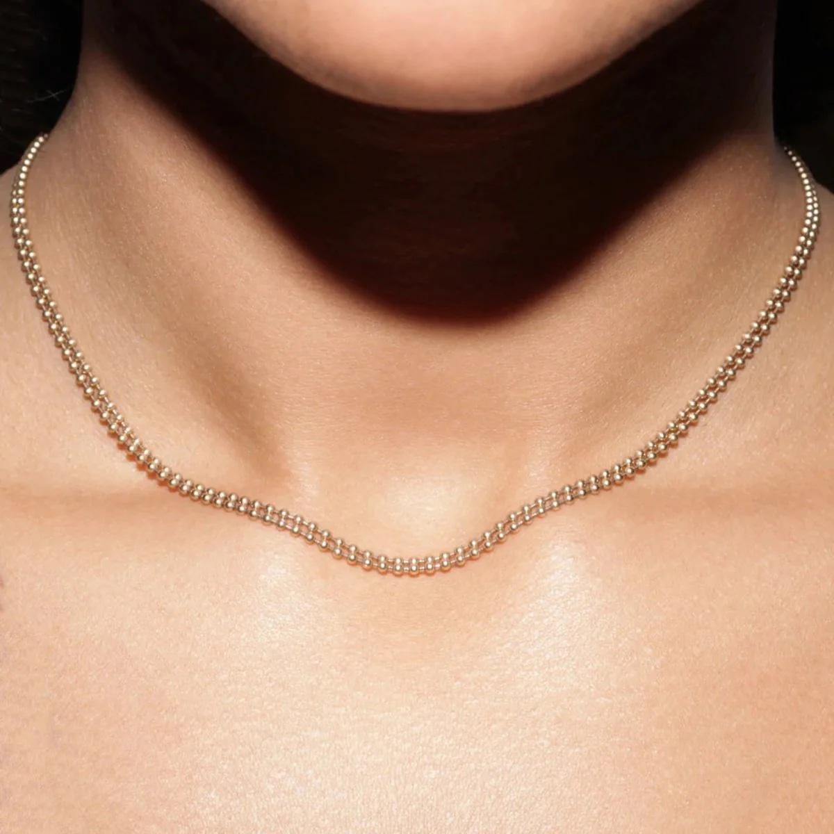 EMBLM Double Ball Chain Halskette - 14k Gelbgold  für Damen oder Herren im Angebot