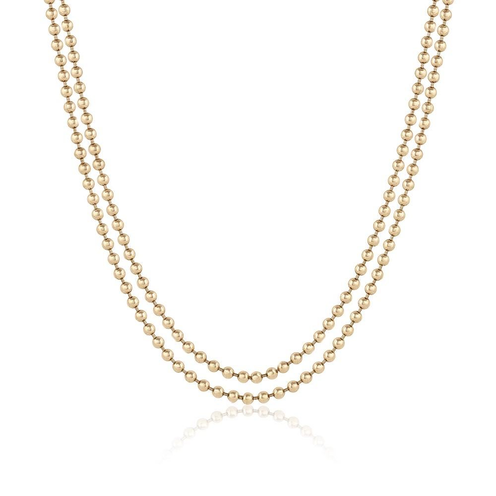 EMBLM Double Ball Chain Necklace – 14k Yellow Gold  For Sale 1