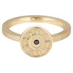 EMBLM Ennead Ring – 14k Yellow Gold, Black Diamond, Number Inspired, Textured