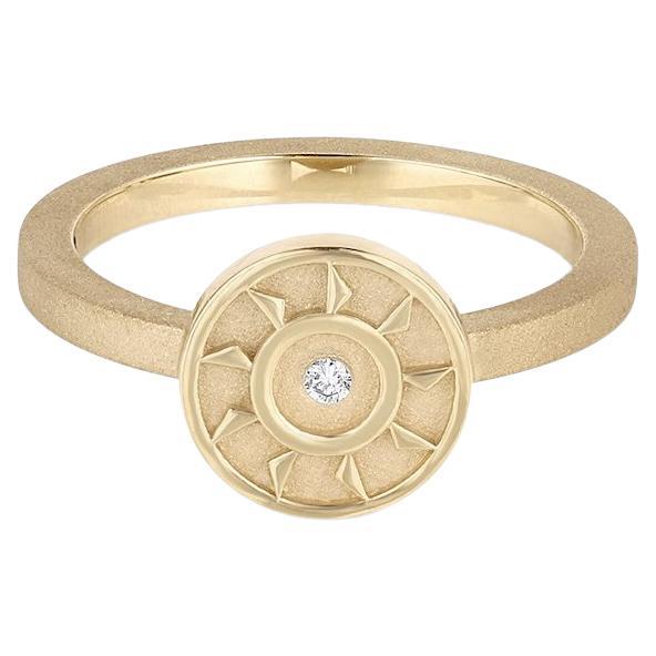 For Sale:  EMBLM Ennead Ring – 14k Yellow Gold, White Diamond, Number Inspired, Textured