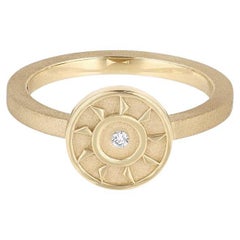 EMBLM Ennead Ring – 14k Yellow Gold, White Diamond, Number Inspired, Textured