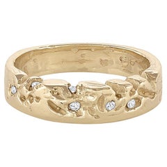 EMBLM Erosion Ring – 14K Yellow Gold, White Diamonds, Organic, Hand Carved