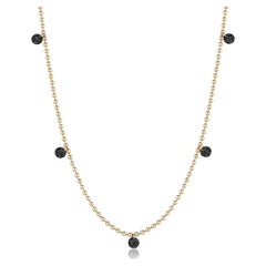 EMBLM Floating Black Diamond Halskette - 14k Gold Kugelkette, schwarze Diamanten