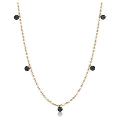 EMBLM Floating Black Diamond Necklace – 14k Gold Ball Chain, Black Diamonds