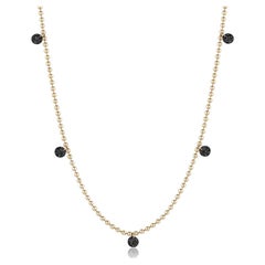 EMBLM Collier flottant en diamants noirs - Chaîne à boules en or 14k, diamants noirs