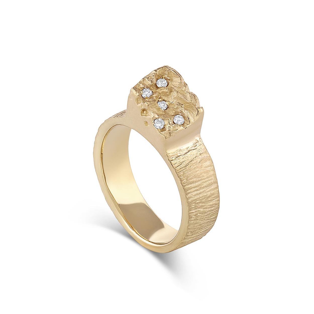 For Sale:  EMBLM Ice Cap Ring – 14K Gold, White Diamonds, Organic, Hand Carved 5