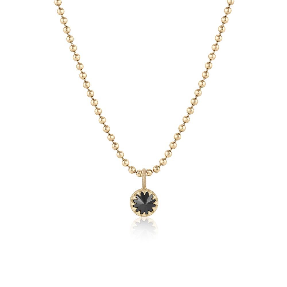 Women's or Men's EMBLM Inverted Diamond Pendant – 14k Yellow Gold, 1ct Black Brilliant Cut  For Sale