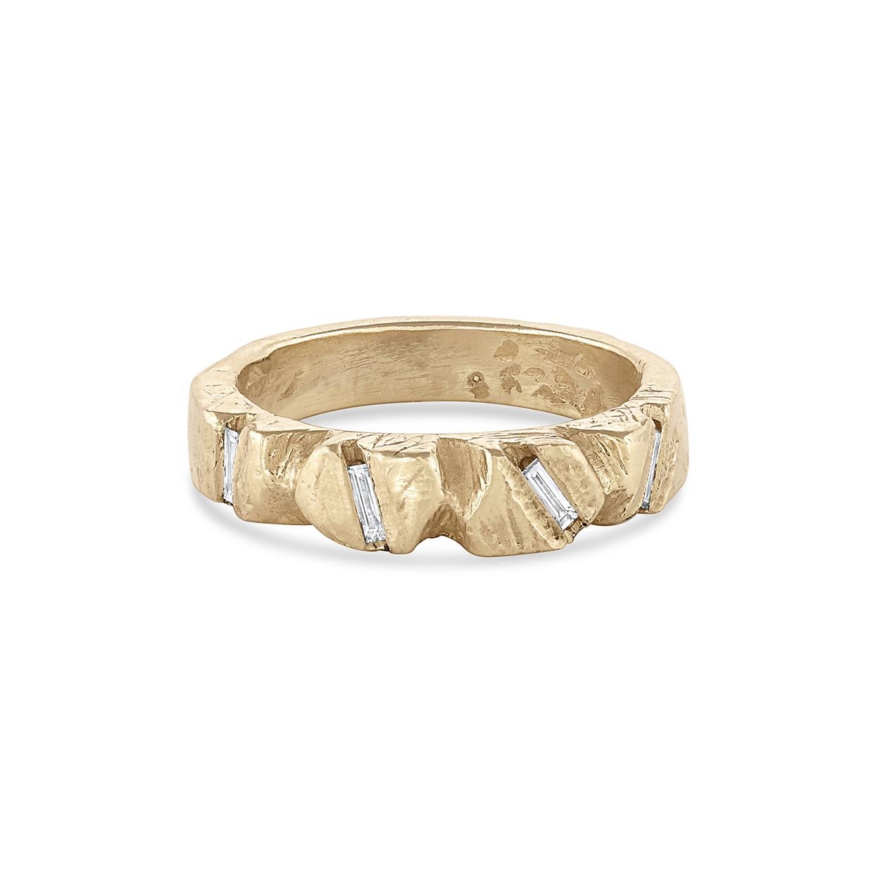 For Sale:  EMBLM Nugget Ring – 14K Yellow Gold, White Diamonds, Organic, Hand Carved 5
