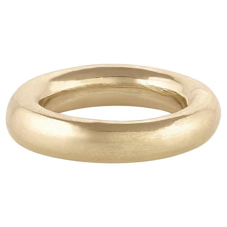 For Sale:  EMBLM Orbit Ring – 14k Solid Gold, Hand-Carved, Rounded Cylinder Band