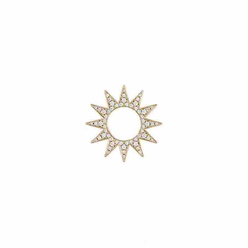 EMBLM Pavé Mini Spur Earring – 14k Gold, White Diamonds, Twelve Point Star In New Condition For Sale In Los Angeles, CA