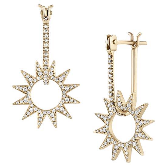 EMBLM Pavé Mini Spur Earring – 14k Gold, White Diamonds, Twelve Point Star For Sale