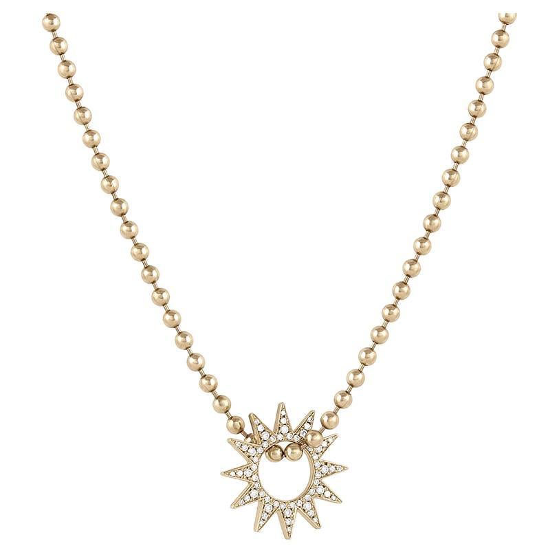 EMBLM Pavé Mini Spur Pendant – 14k Yellow Gold, White Diamonds, Star Design For Sale