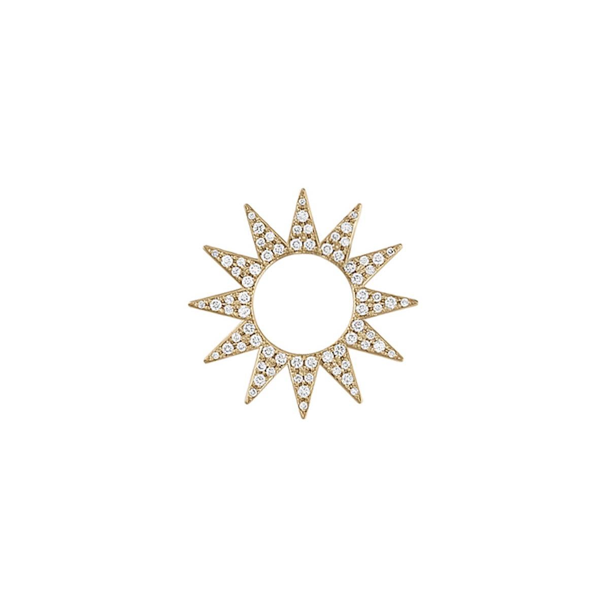 Women's or Men's EMBLM Pavé Spur Earring – 14k Gold, White Diamond, Twelve Point Star  For Sale