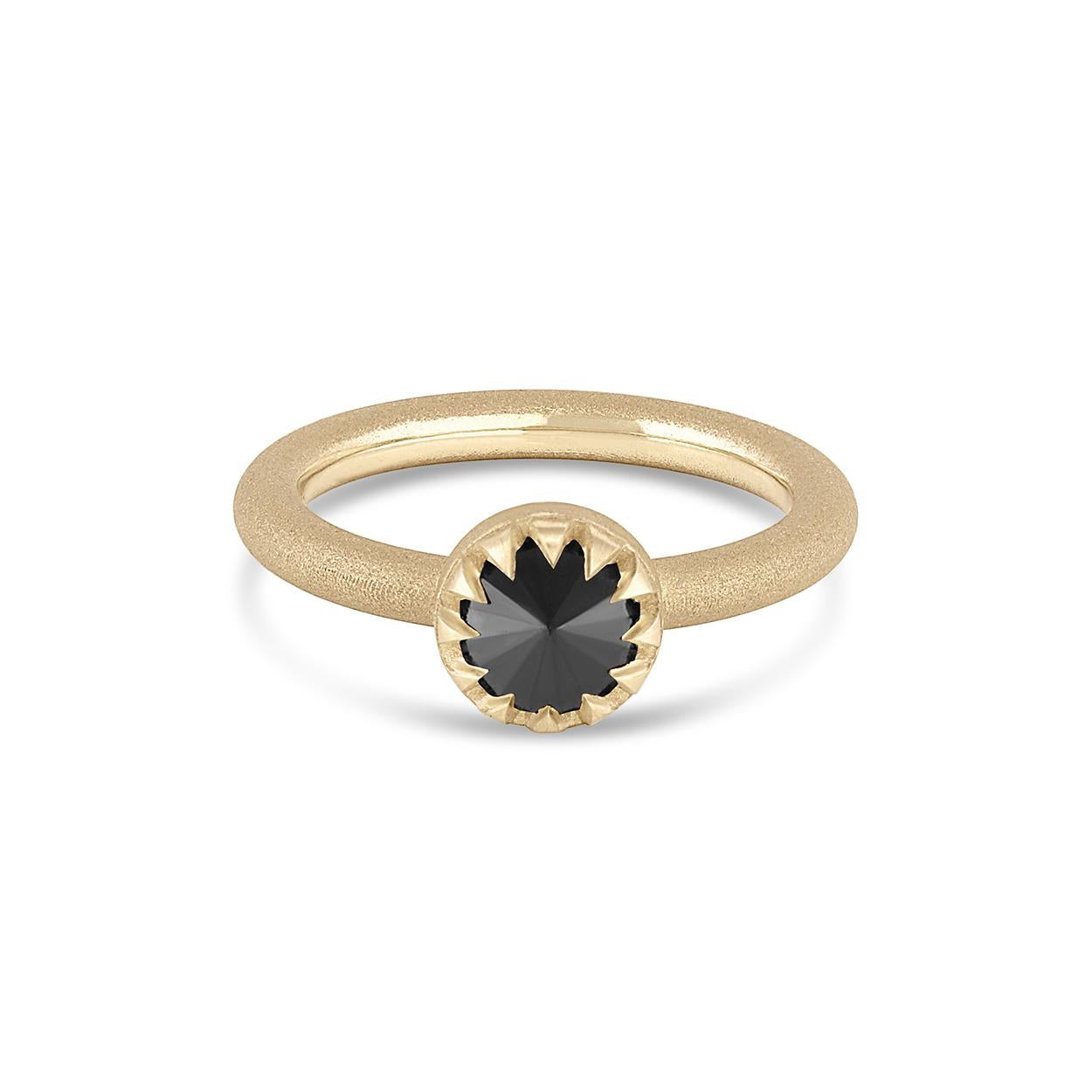 For Sale:  EMBLM Peristome Inverted Ring – 14k Gold, 1ct Black Brilliant Cut Diamond  2