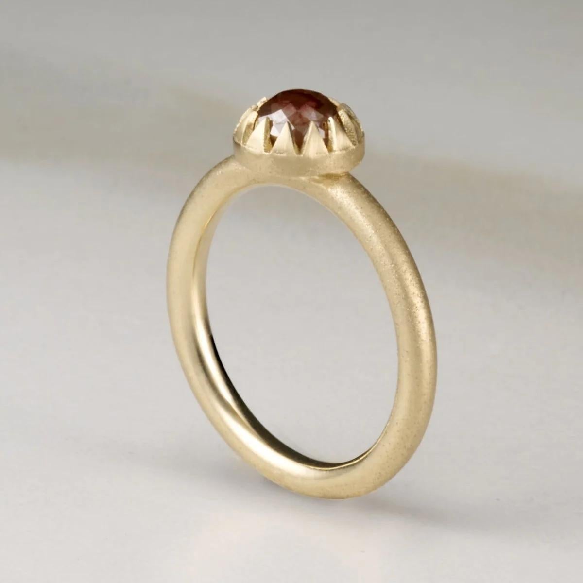 For Sale:  EMBLM Peristome Ring – 14k Gold, 1ct Brown Rustic Rose Cut Diamond 3