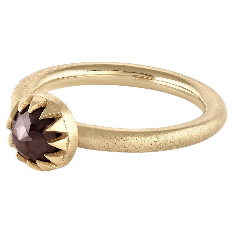 For Sale:  EMBLM Peristome Ring – 14k Gold, 1ct Brown Rustic Rose Cut Diamond