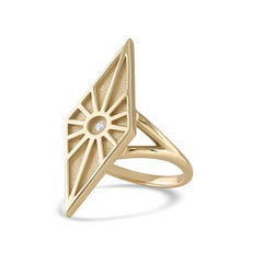 EMBLM Rhombus Ring – 14k Yellow Gold, White Diamond, Geometric, Numeral Inspired