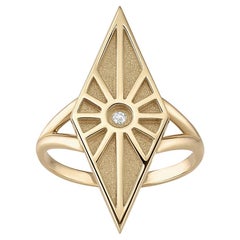 EMBLM Rhombus Ring – 14k Yellow Gold, White Diamond, Geometric, Numeral Inspired