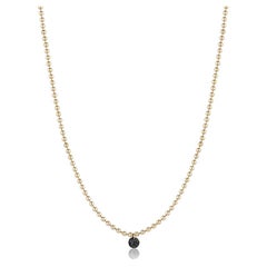 EMBLM Single Floating Diamond Necklace – 14k Gold Ball Chain, Black Diamond