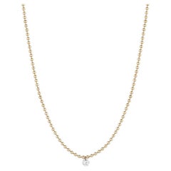 EMBLM Single Floating Diamond Necklace – 14k Gold Ball Chain, White Diamond