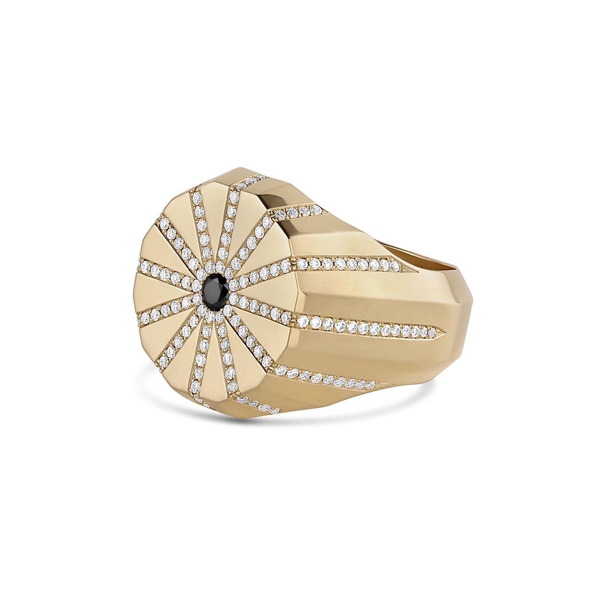 Im Angebot: EMBLM Source Ring - 14k Gold Heavy Signet, Pavé weiße Diamanten, schwarzer Diamant () 4