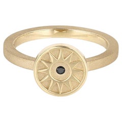 EMBLM Star Ring – 14k Yellow Gold, Black Diamond, Number Inspired, Textured