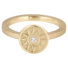 EMBLM Star Ring – 14k Yellow Gold, White Diamond, Number Inspired, Textured