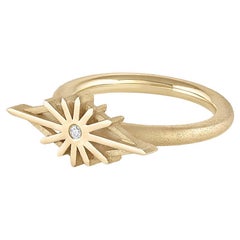 EMBLM Supernova Ring – 14k Yellow Gold, White Diamond, Space Inspired, Textured