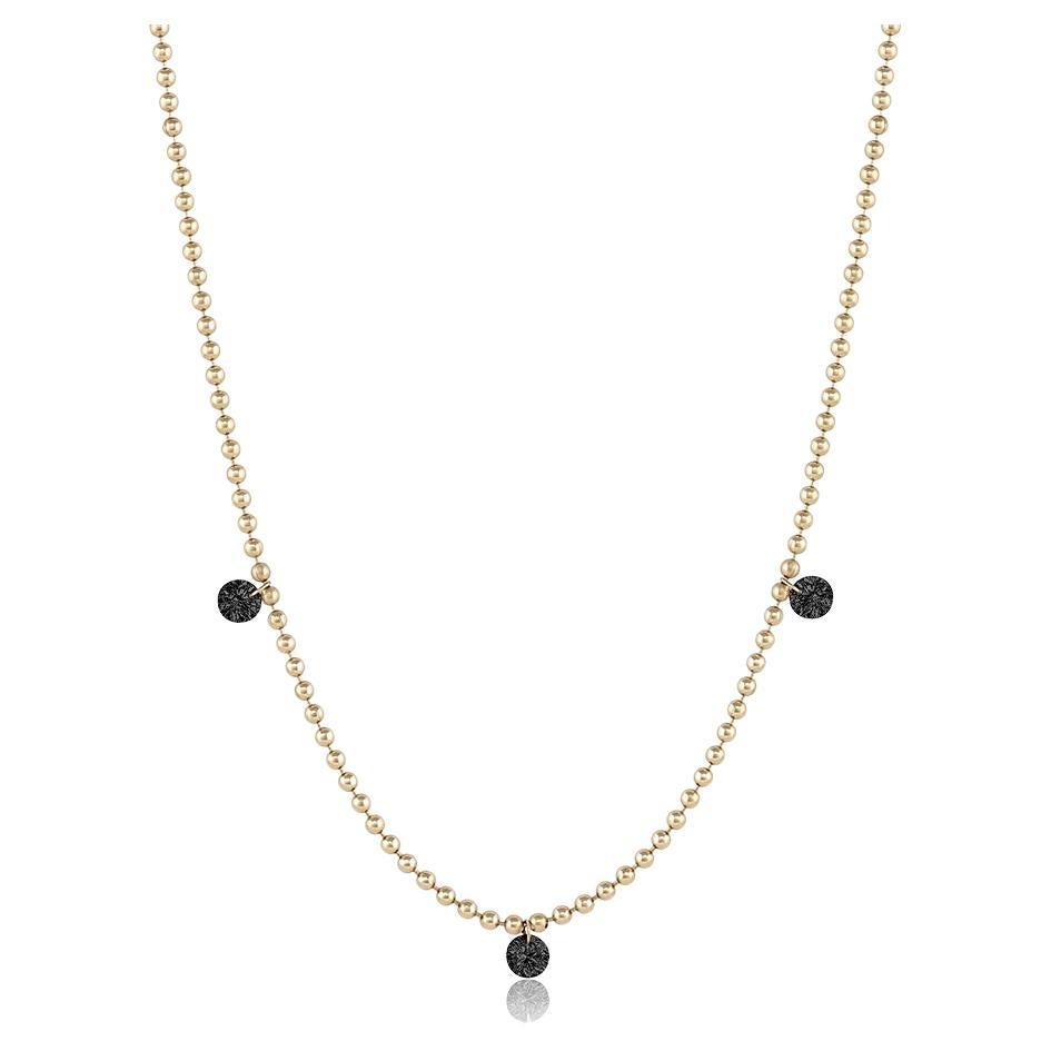 Envy Long Double Layer Necklace with Ball Details Gold