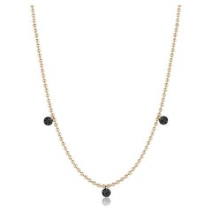 EMBLM Triple Floating Diamond Necklace – 14k Gold Ball Chain, Black Diamonds